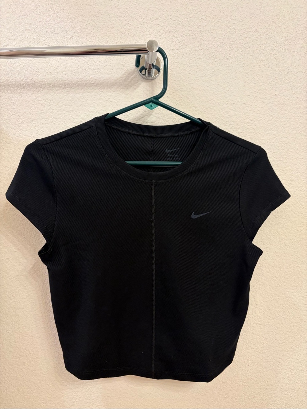 Nike Black Short Sleeve Crop Tee with Swoosh